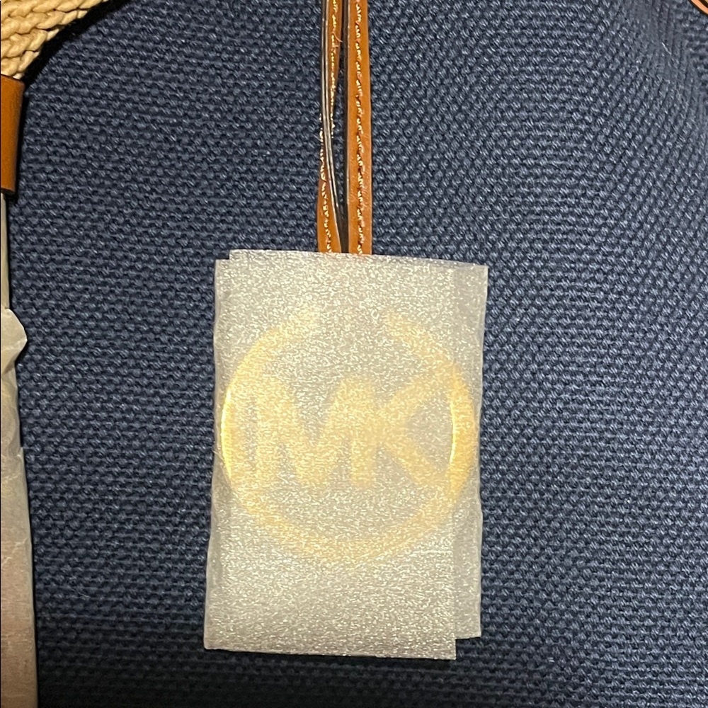New Michael Kors Navy and Brown Tote Marina Shoulder Handbag Tote - Picture 5 of 12